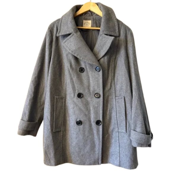 St. John's Bay Jackets & Blazers - St. John’s Bay Wool Blend Charcoal Pea Coat Women’s 2X Double Breasted